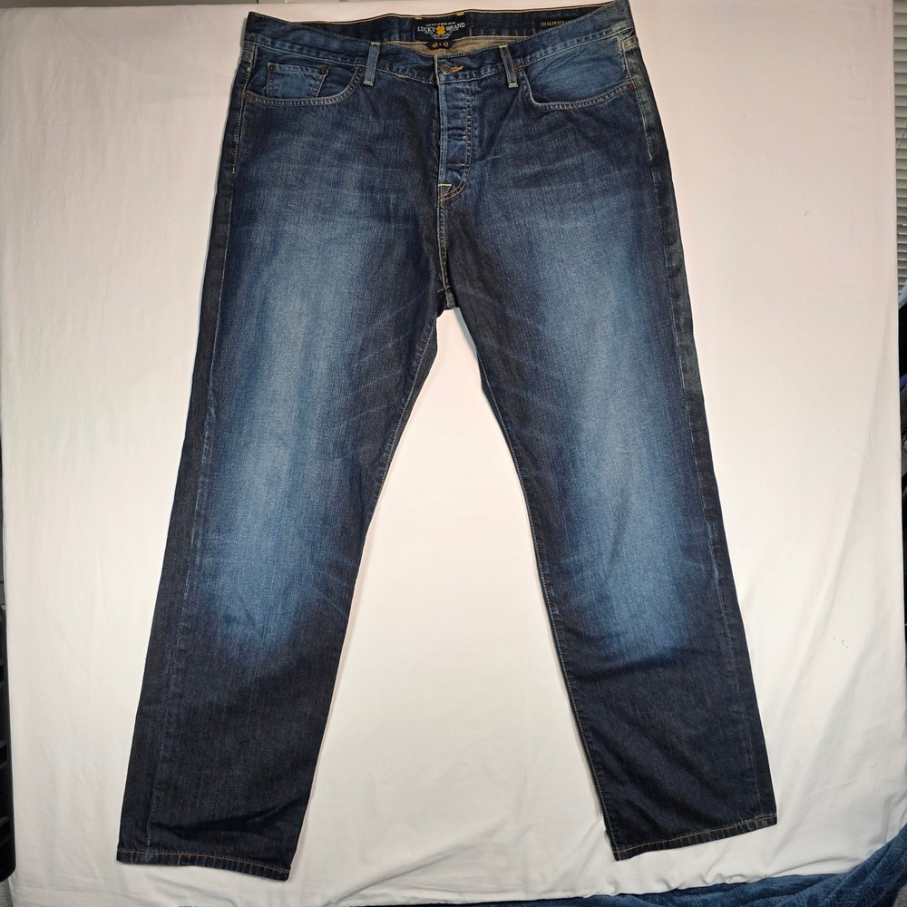 Lucky Brand 221 Slim Straight Jeans Mens 40x32 Ol Cayman Wash Button Fly 7M10989